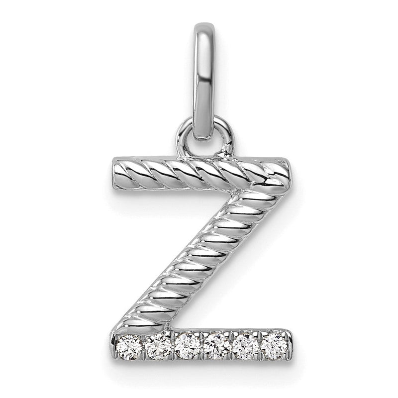 14K Weißgold Gedreht.05 Ct. Diamant Initiale Z Charm