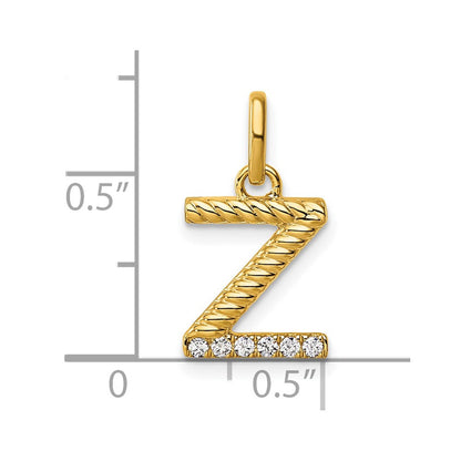 14K Gelbgold Gedreht.05 Ct. Diamant Initiale Z Charm