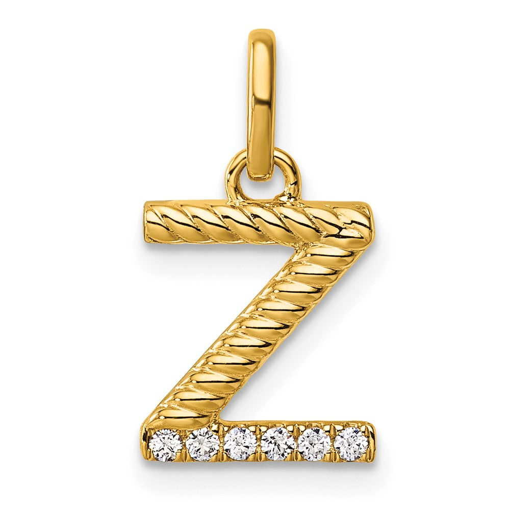 14K Gelbgold Gedreht.05 Ct. Diamant Initiale Z Charm
