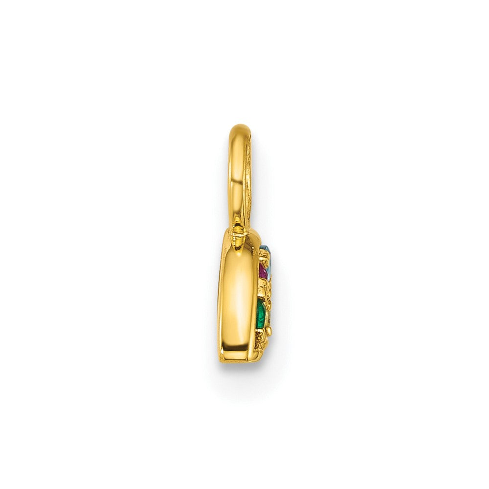 14K Gelbgold Poliert Mehrfarbig Zirkonia Regenbogen Charm
