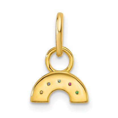 14K Gelbgold Poliert Mehrfarbig Zirkonia Regenbogen Charm