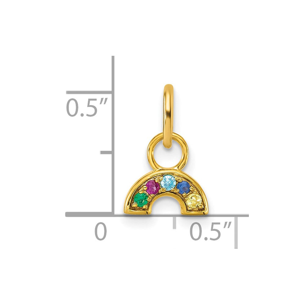 14K Gelbgold Poliert Mehrfarbig Zirkonia Regenbogen Charm