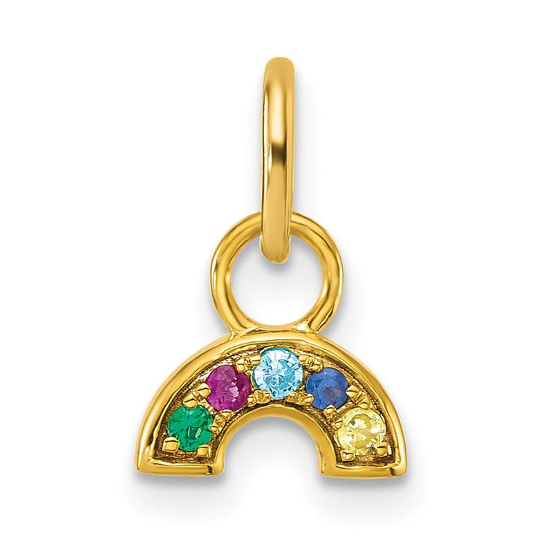 14K Gelbgold Poliert Mehrfarbig Zirkonia Regenbogen Charm