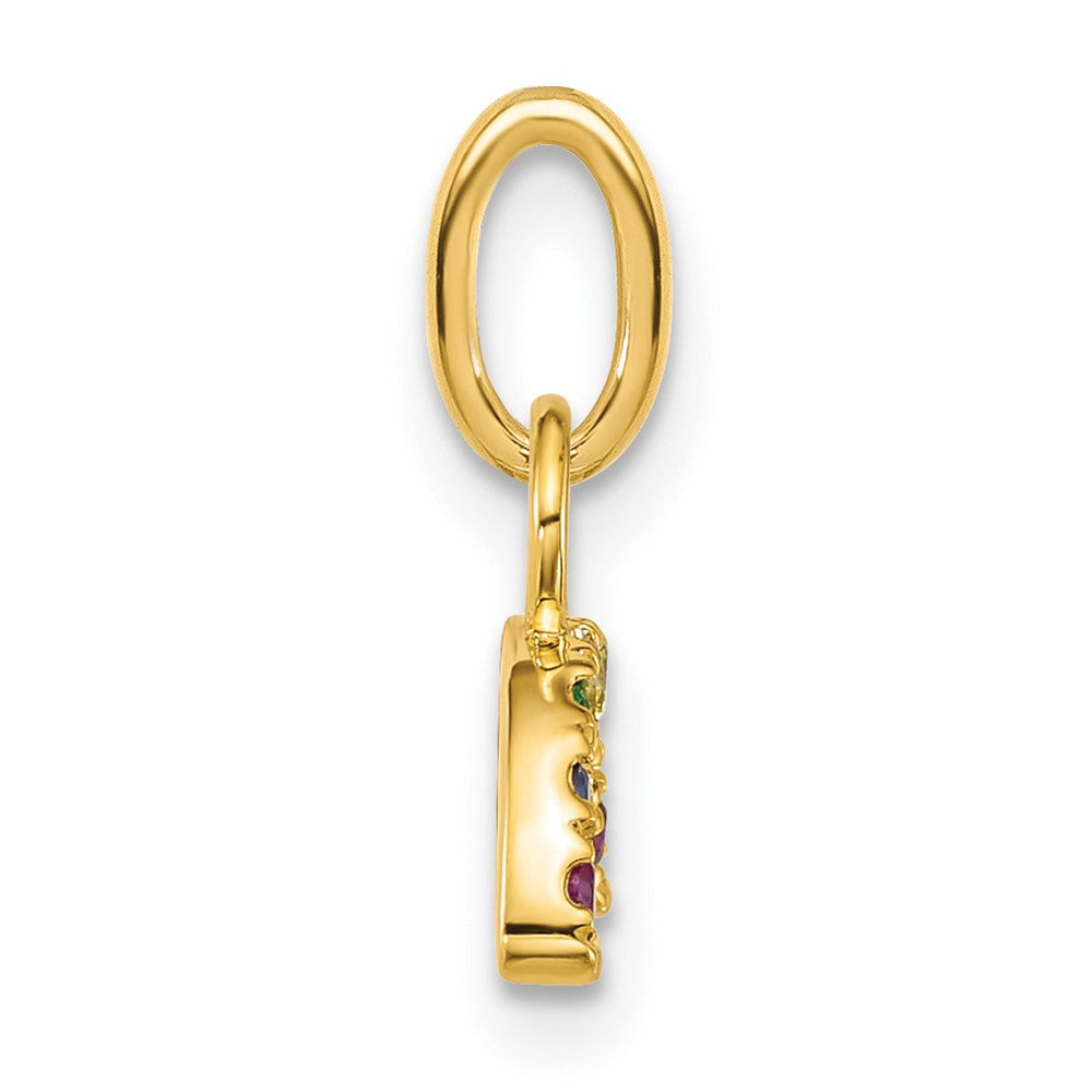 14K Gelbgold Poliert Mehrfarbig Zirkonia Doppelt Regenbogen Charm