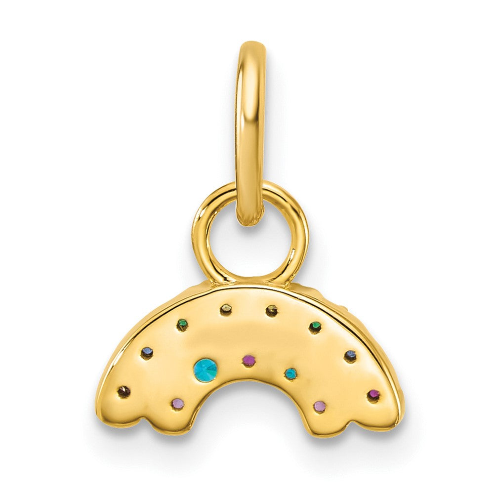 14K Gelbgold Poliert Mehrfarbig Zirkonia Doppelt Regenbogen Charm