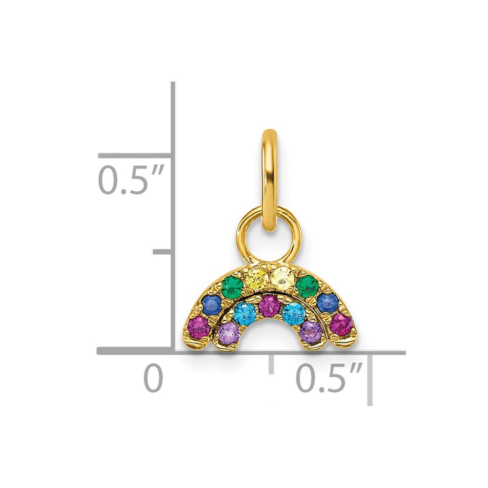 14K Gelbgold Poliert Mehrfarbig Zirkonia Doppelt Regenbogen Charm