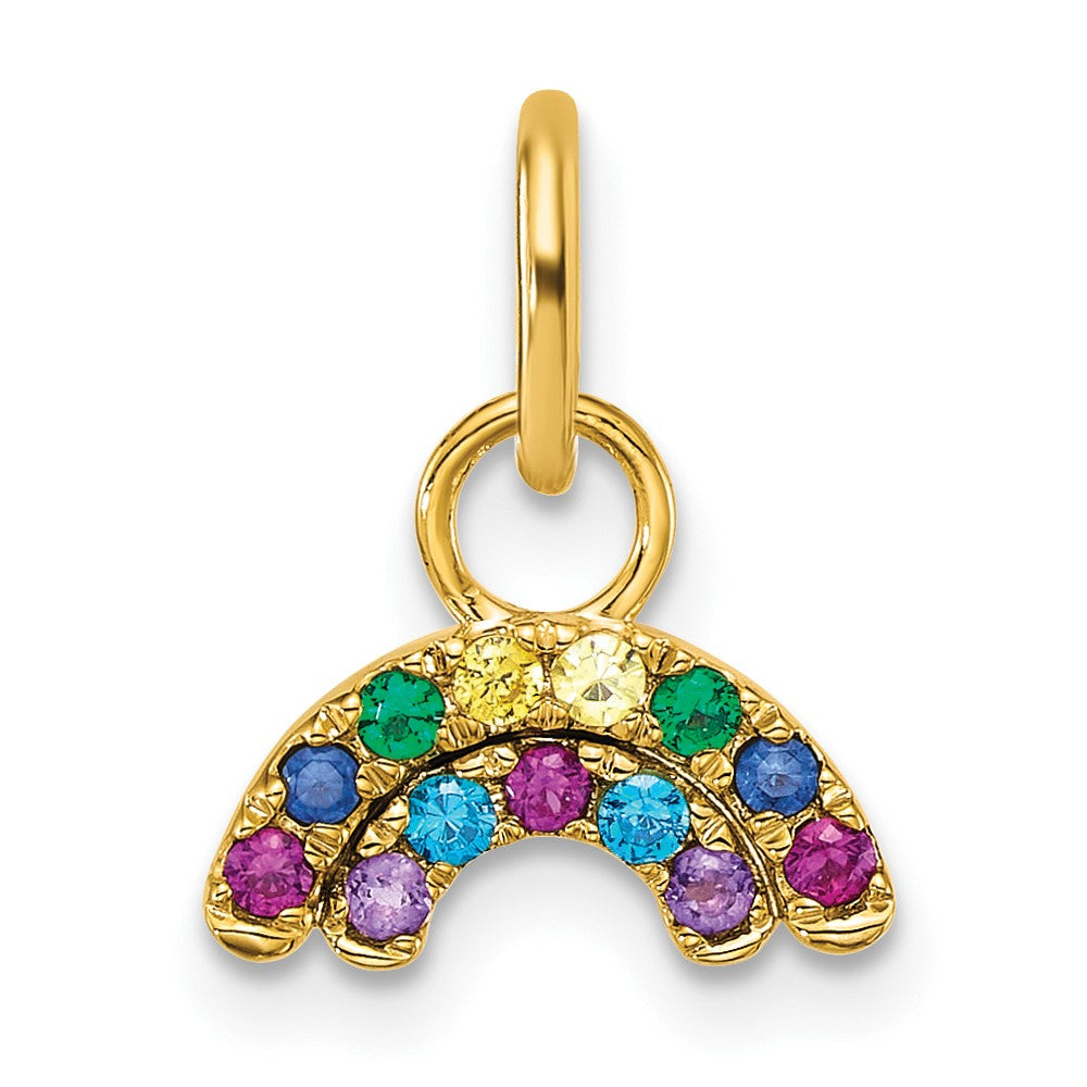 14K Gelbgold Poliert Mehrfarbig Zirkonia Doppelt Regenbogen Charm