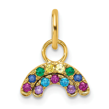 14K Gelbgold Poliert Mehrfarbig Zirkonia Doppelt Regenbogen Charm