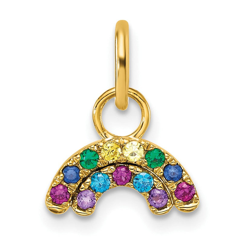 14K Gelbgold Poliert Mehrfarbig Zirkonia Doppelt Regenbogen Charm