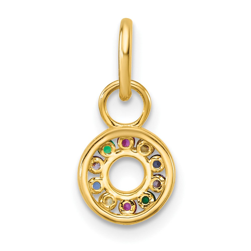 14K Gelbgold Poliert Diamant Mehrfarbig Zirkonia Kreis Charm