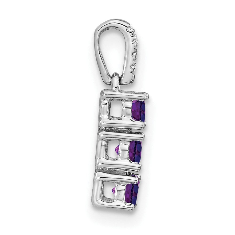 14K Weißgold Dreistein-Anhänger mit Amethyst und echtem Diamant