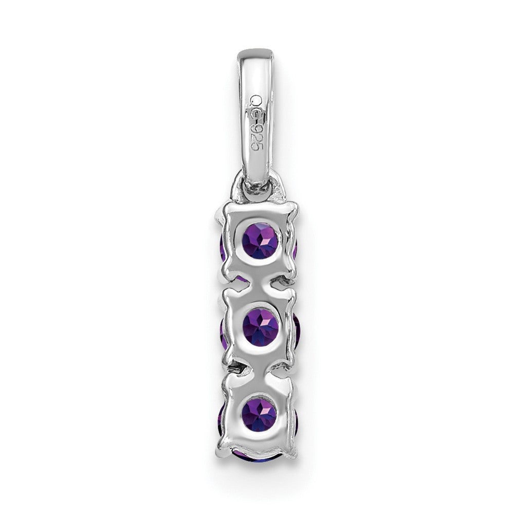 14K Weißgold Dreistein-Anhänger mit Amethyst und echtem Diamant