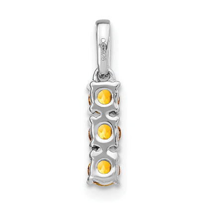 14K Weißgold Anhänger mit 3 Steinen, Citrin und echtem Diamant