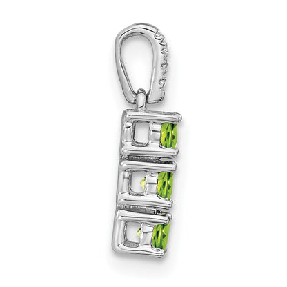 14K Weißgold Drei-Stein-Anhänger mit Peridot und echtem Diamant