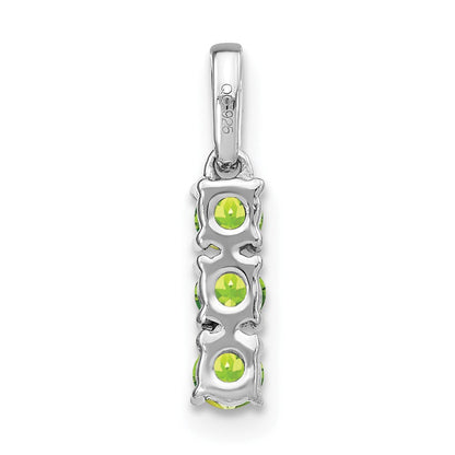 14K Weißgold Drei-Stein-Anhänger mit Peridot und echtem Diamant