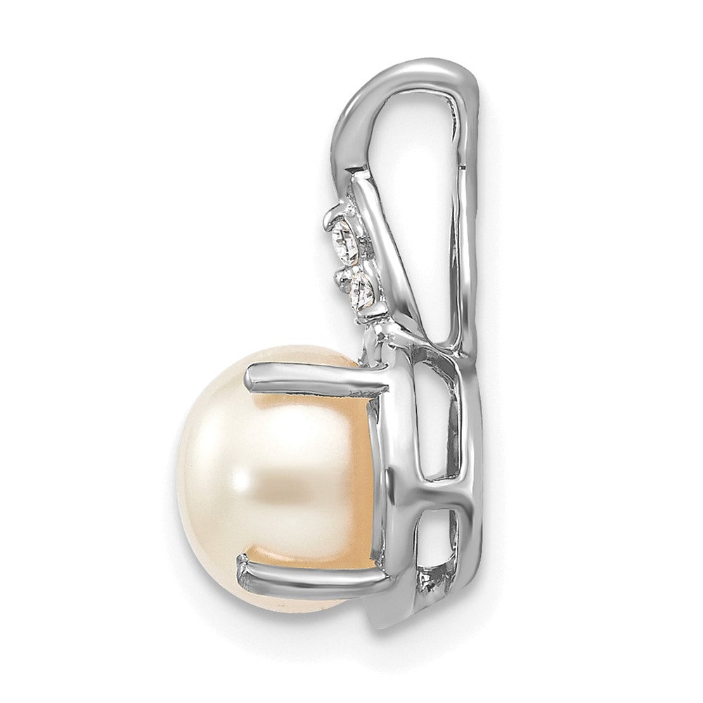 14K Weißgold Fwc Perle und Diamant Anhänger