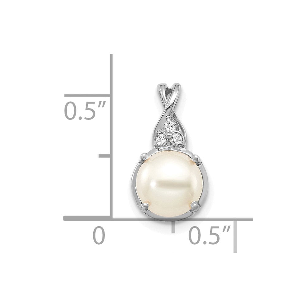 14K Weißgold Fwc Perle und Diamant Anhänger