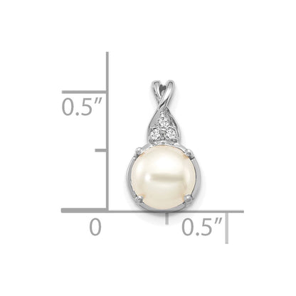 14K Weißgold Fwc Perle und Diamant Anhänger
