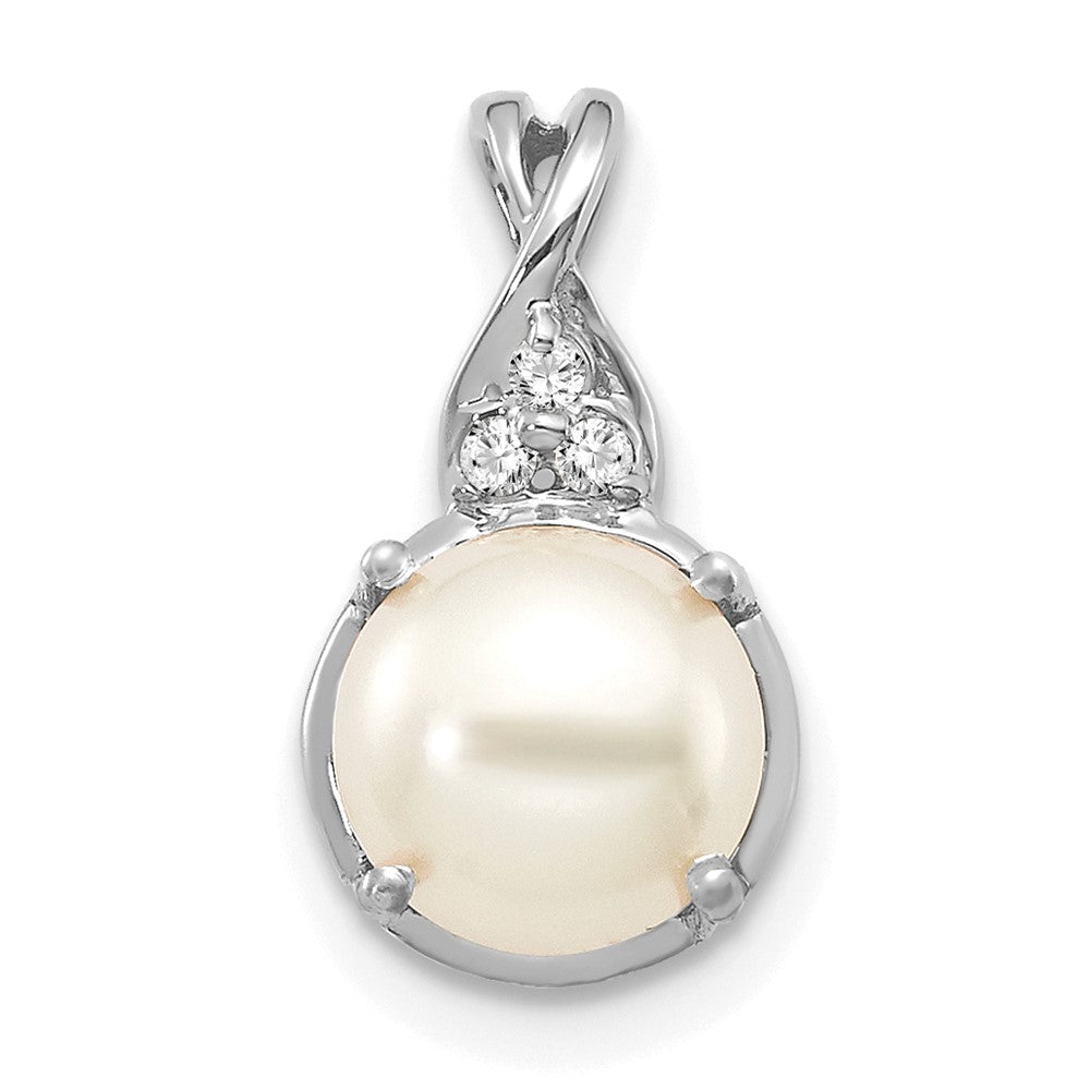 14K Weißgold Fwc Perle und Diamant Anhänger