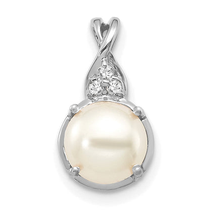 14K Weißgold Fwc Perle und Diamant Anhänger