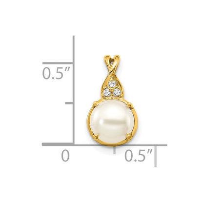 14K Gelbgold-Anhänger mit Süßwasserzuchtperle und echtem Diamant