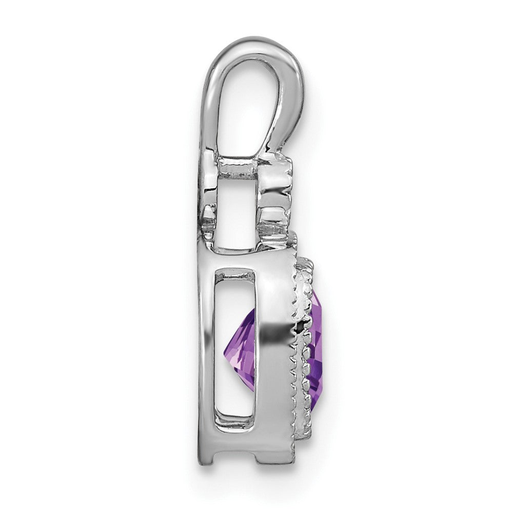 14K Weißgold Anhänger mit Kissenschliff-Amethyst und echten Diamanten