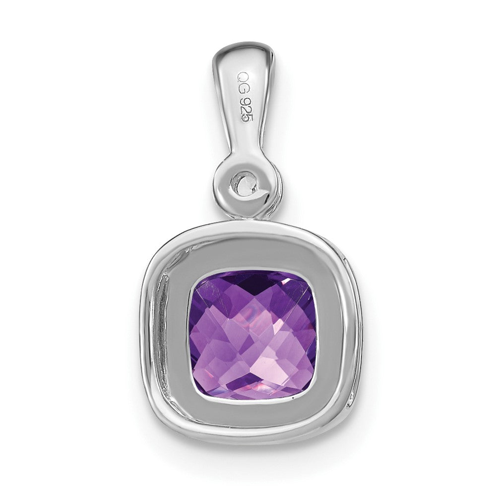 14K Weißgold Anhänger mit Kissenschliff-Amethyst und echten Diamanten