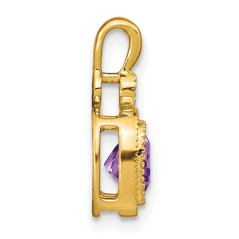 14K Gelbgold Anhänger mit Amethyst im Kissenschliff und echten Diamanten