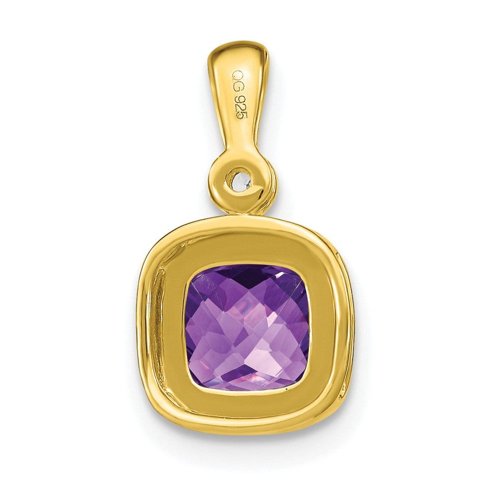 14K Gelbgold Anhänger mit Amethyst im Kissenschliff und echten Diamanten