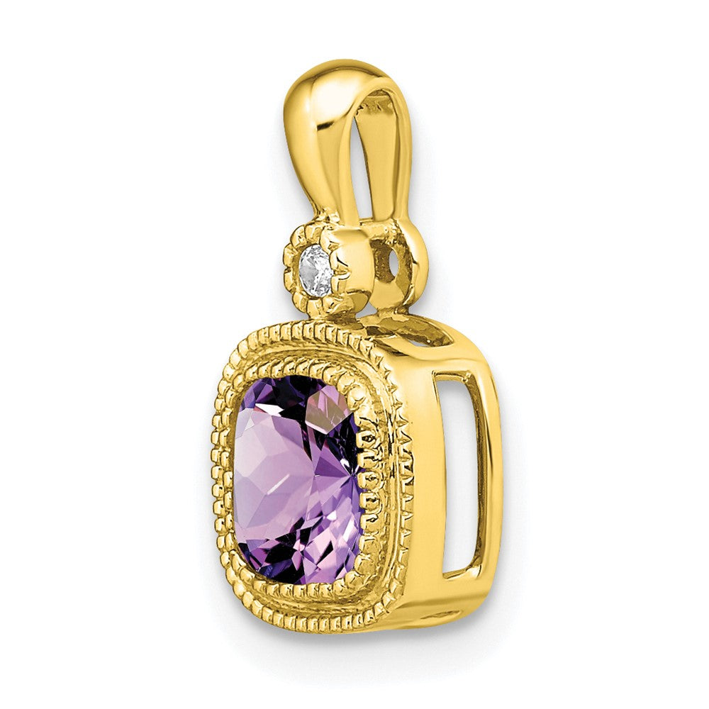 14K Gelbgold Anhänger mit Amethyst im Kissenschliff und echten Diamanten