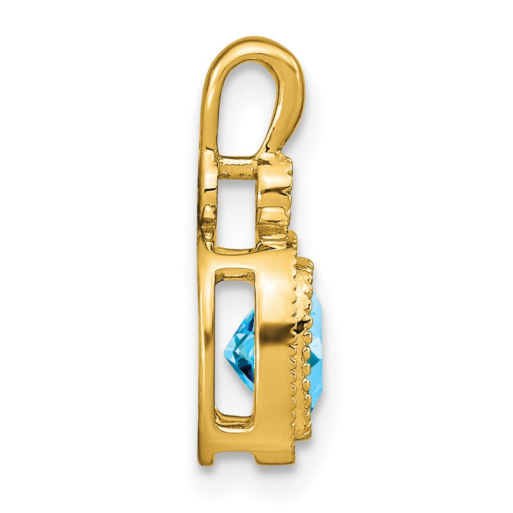 14K Gelbgold Anhänger mit Blautopas im Kissenschliff und echten Diamanten