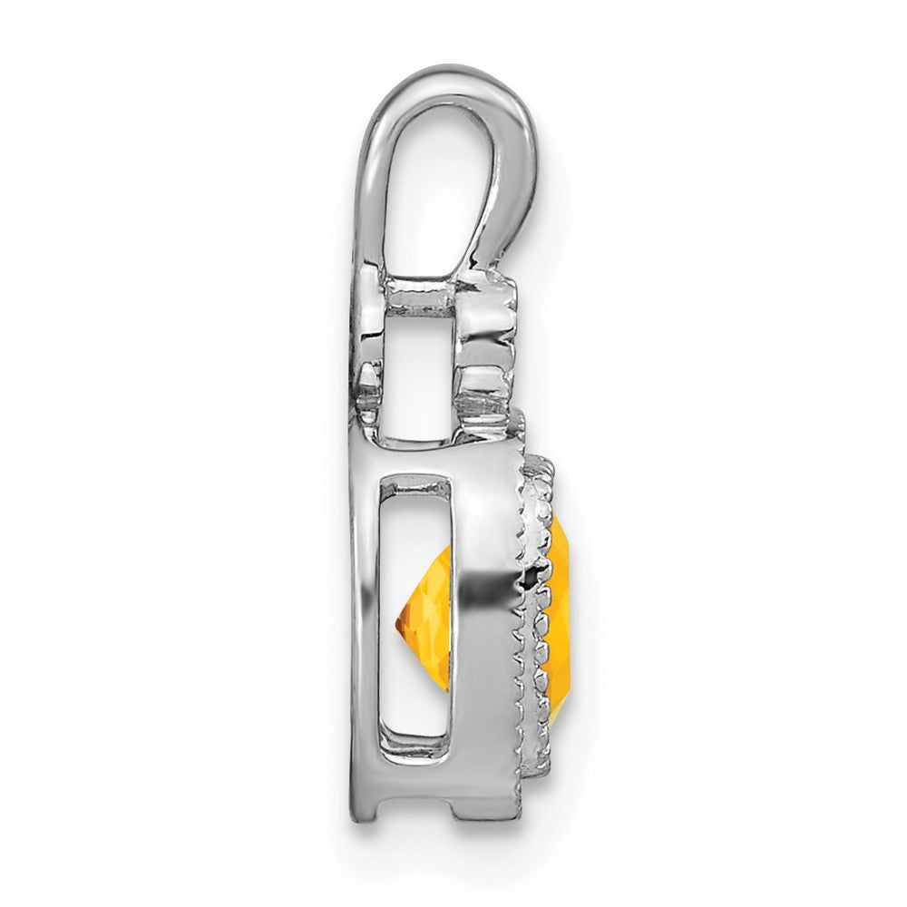 14K Weißgold Anhänger mit Kissenschliff-Citrin und echten Diamanten
