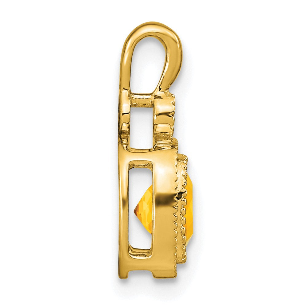 14K Gelbgold Anhänger mit Citrin im Kissenschliff und echten Diamanten
