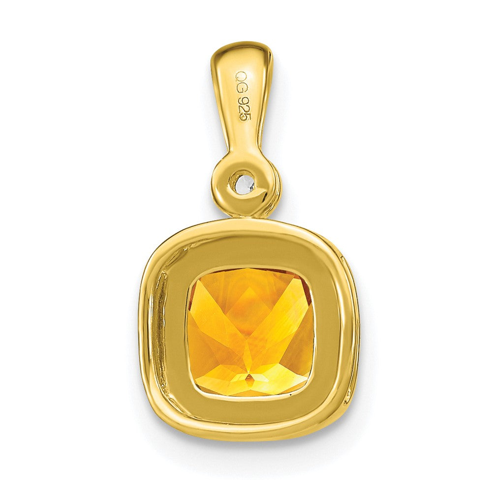 14K Gelbgold Anhänger mit Citrin im Kissenschliff und echten Diamanten