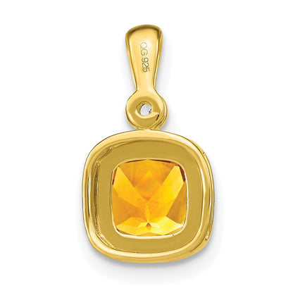 14K Gelbgold Anhänger mit Citrin im Kissenschliff und echten Diamanten