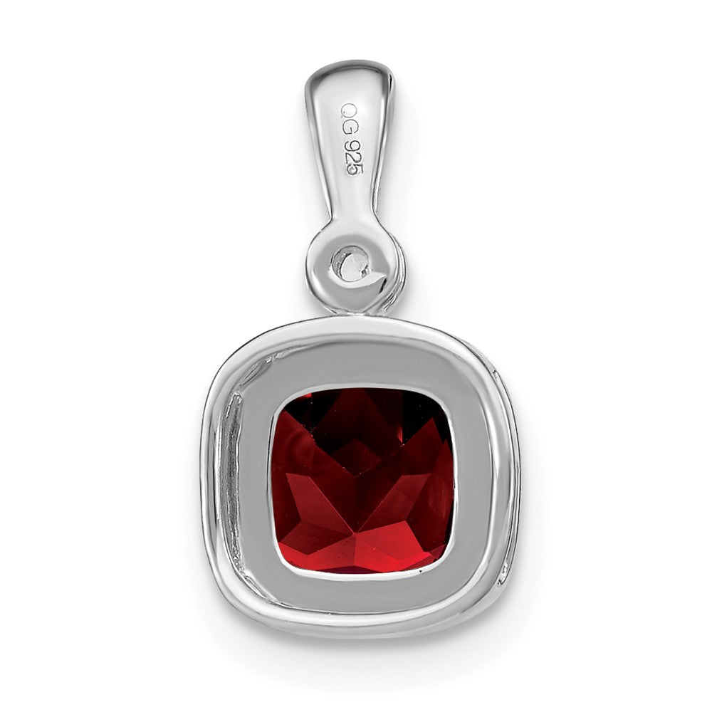14K Weißgold Anhänger mit Kissenschliff-Granat und echten Diamanten