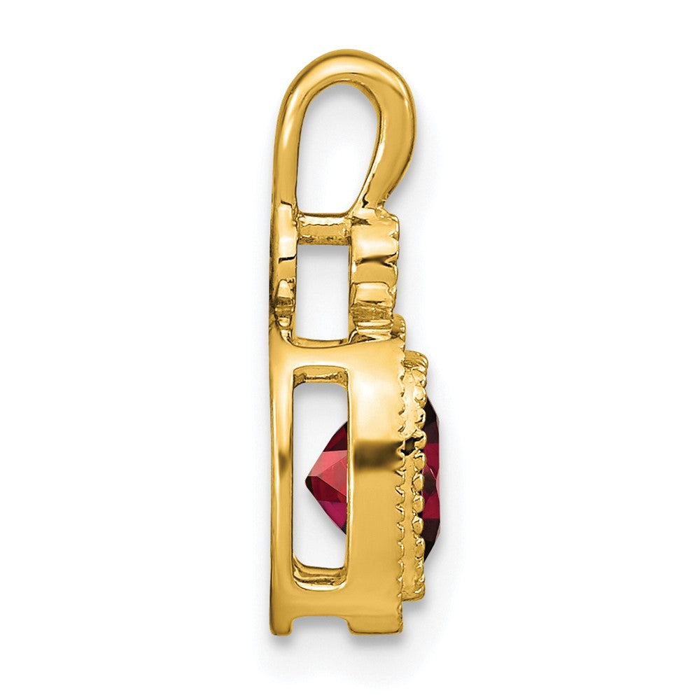 14K Gelbgold Anhänger mit Kissenschliff-Granat und echten Diamanten