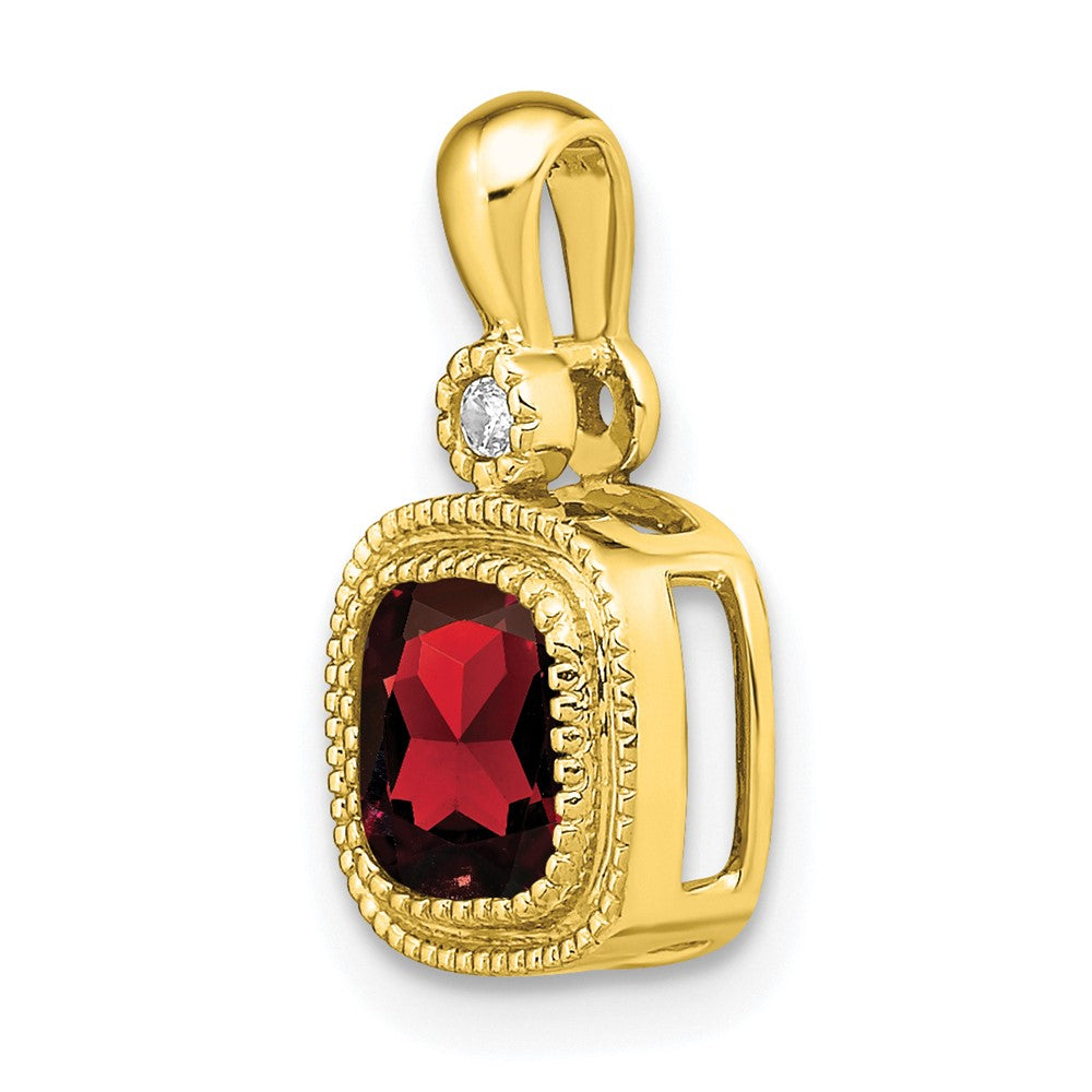 14K Gelbgold Anhänger mit Kissenschliff-Granat und echten Diamanten