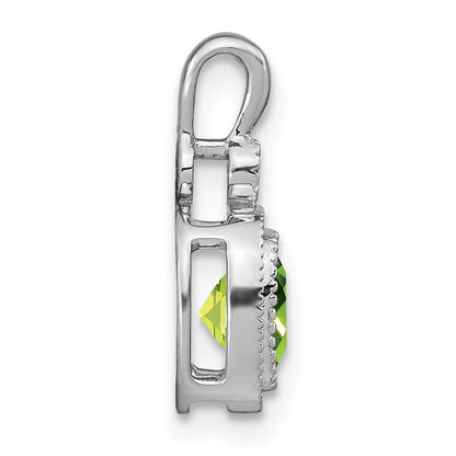 14K Weißgold Anhänger mit Peridot im Kissenschliff und echten Diamanten