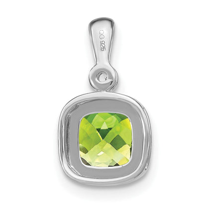 14K Weißgold Anhänger mit Peridot im Kissenschliff und echten Diamanten