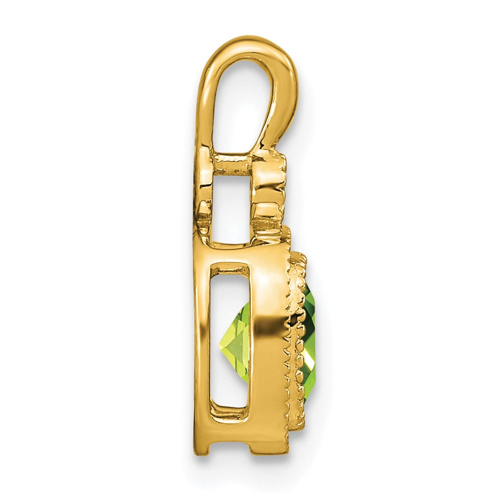 14K Gelbgold Anhänger mit Peridot im Kissenschliff und echten Diamanten