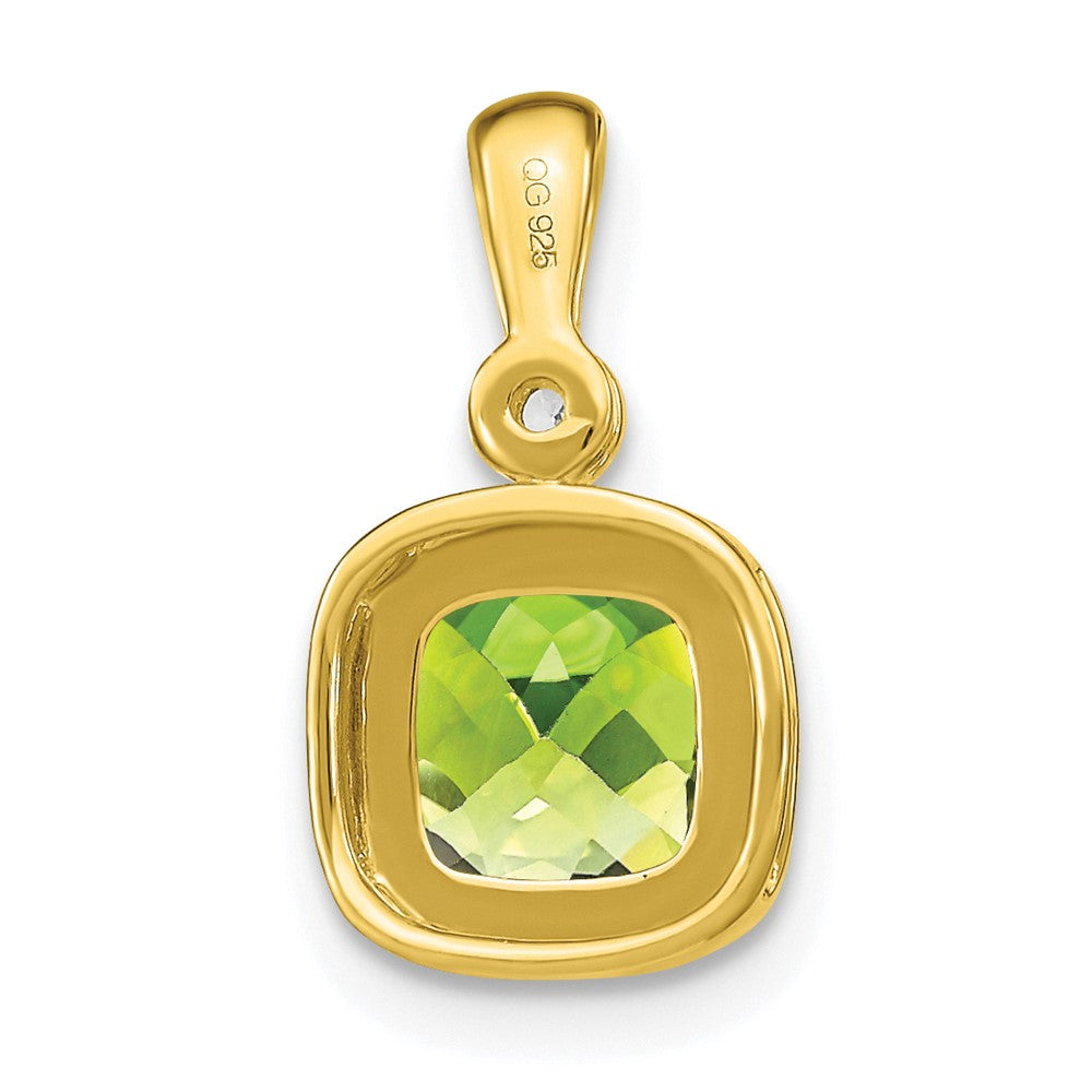 14K Gelbgold Anhänger mit Peridot im Kissenschliff und echten Diamanten