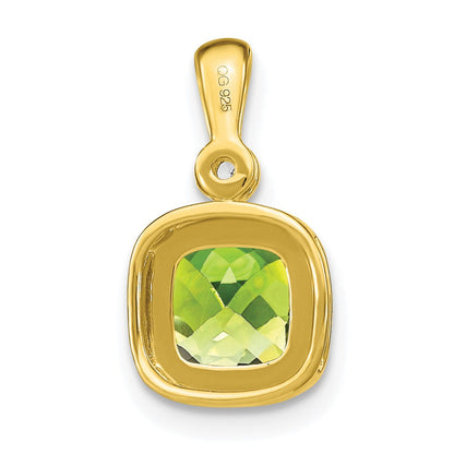 14K Gelbgold Anhänger mit Peridot im Kissenschliff und echten Diamanten