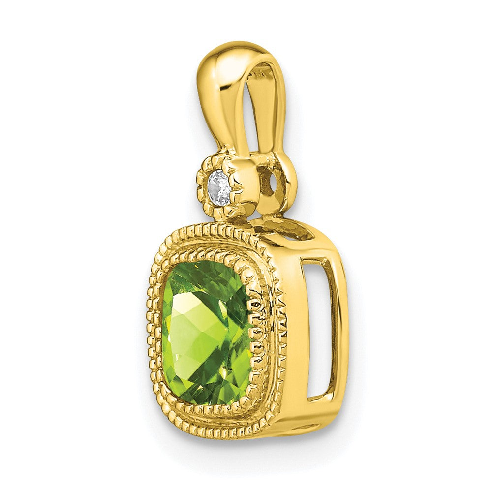 14K Gelbgold Anhänger mit Peridot im Kissenschliff und echten Diamanten