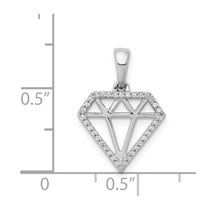 14K Weißgold Anhänger mit echtem Diamant in Edelsteinform