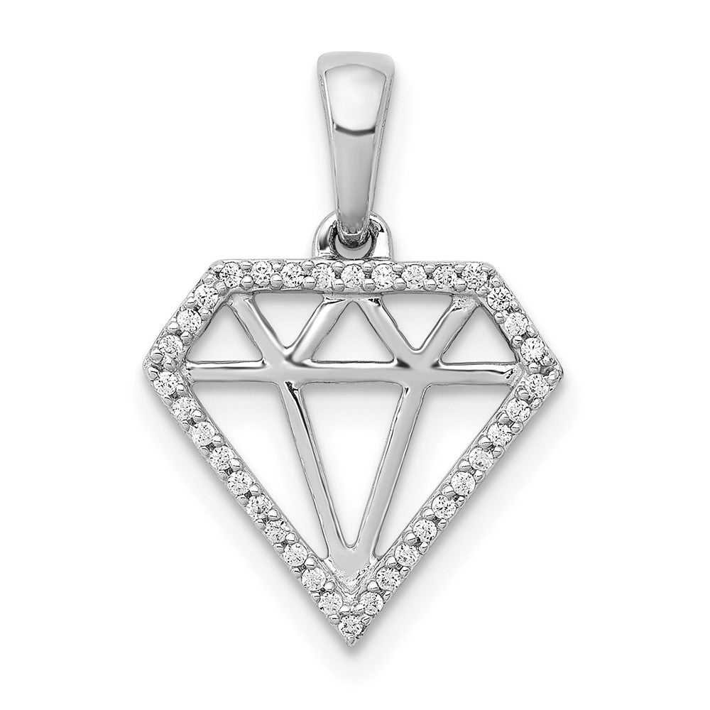 14K Weißgold Anhänger mit echtem Diamant in Edelsteinform