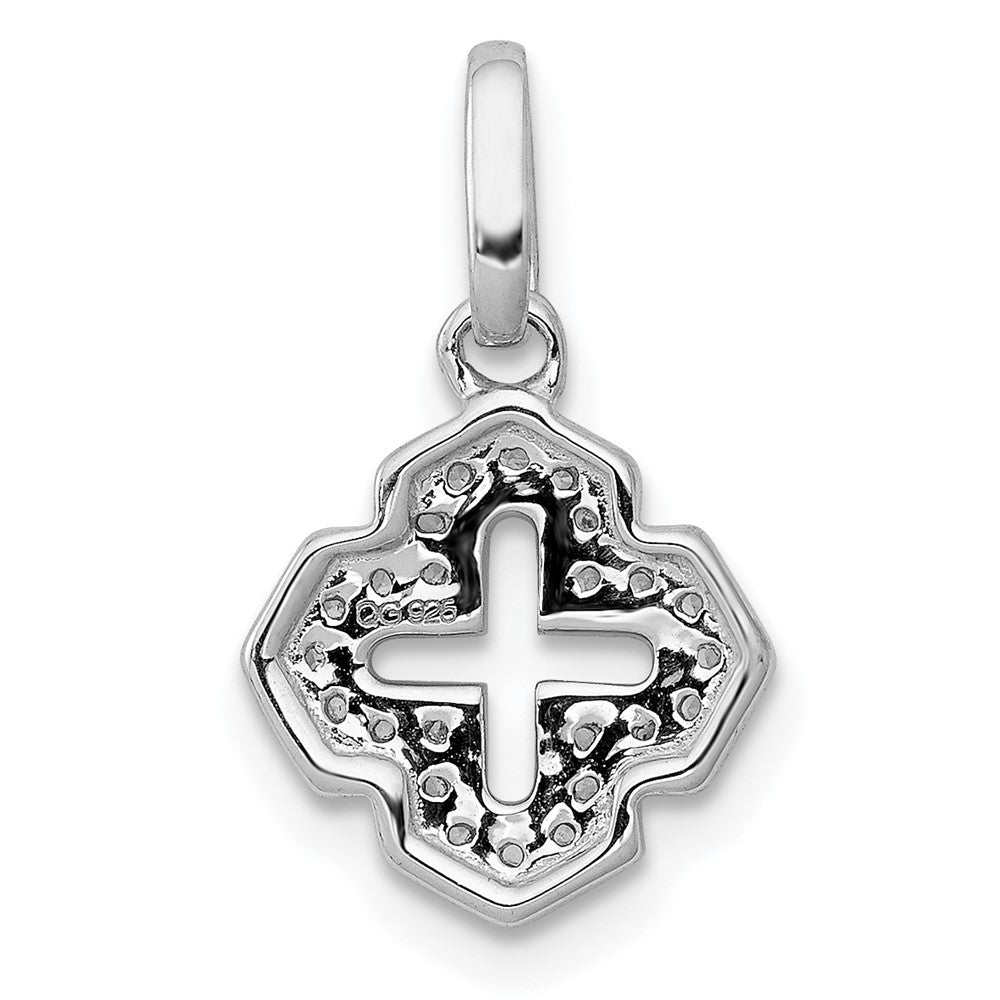 14K Weißgold Anhänger mit fantasievollem Kreuz und 0,1 ct. echtem Diamant