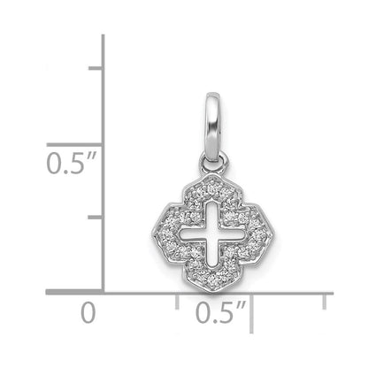 14K Weißgold Anhänger mit fantasievollem Kreuz und 0,1 ct. echtem Diamant