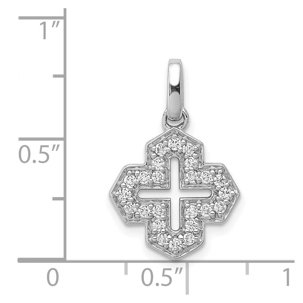 14K Weißgold 0,25 ct. Echter Diamant Fantasie-Kreuzanhänger