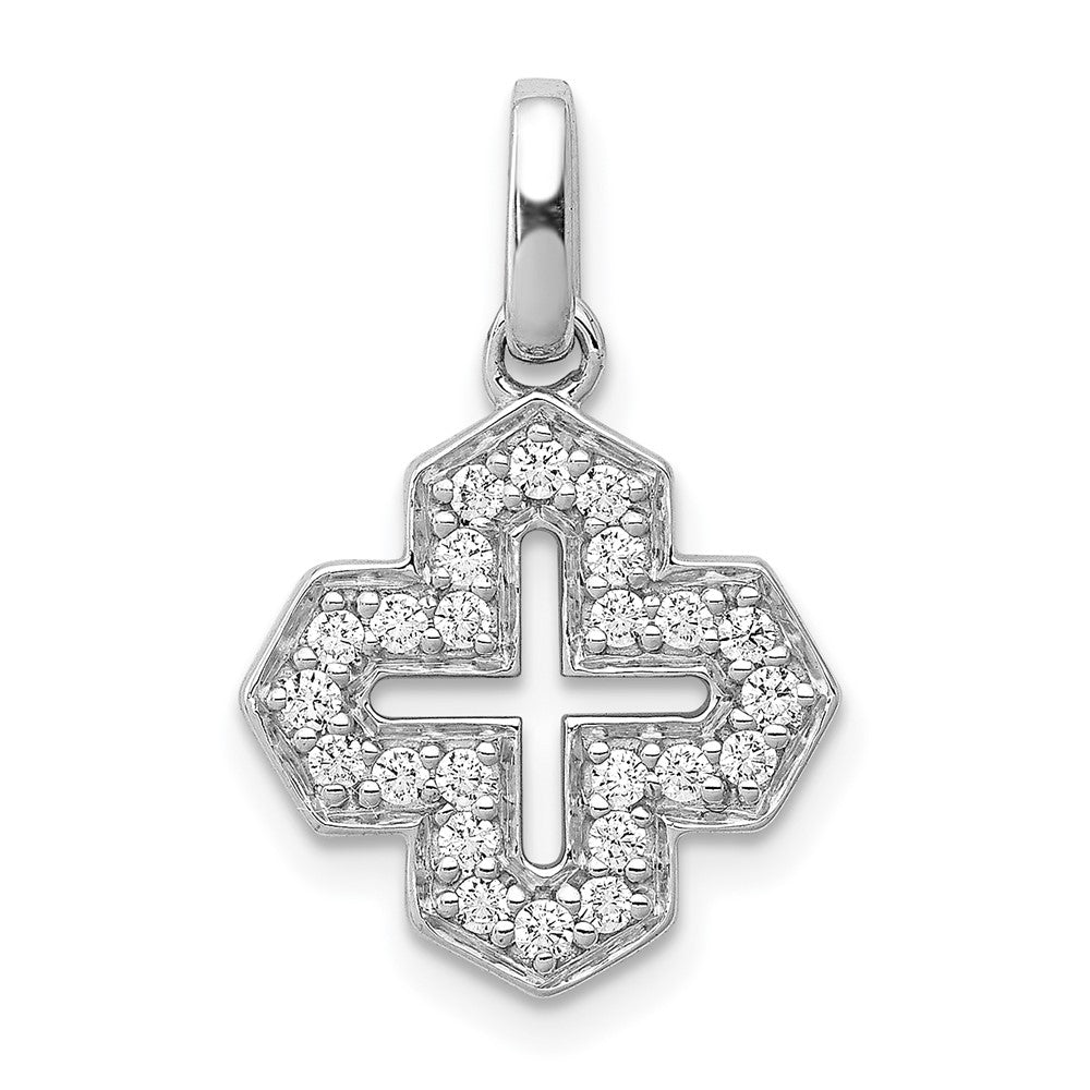 14K Weißgold 0,25 ct. Echter Diamant Fantasie-Kreuzanhänger